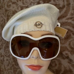 Michael Kors monogram beret hat gold hardware